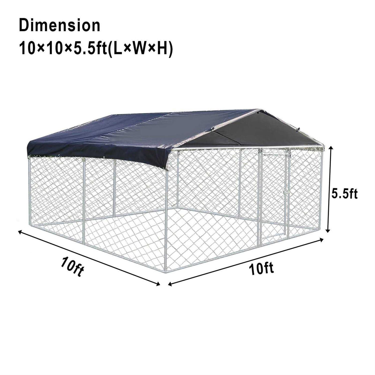 10ft x 10ft Metal Dog Kennel with Roof V6631