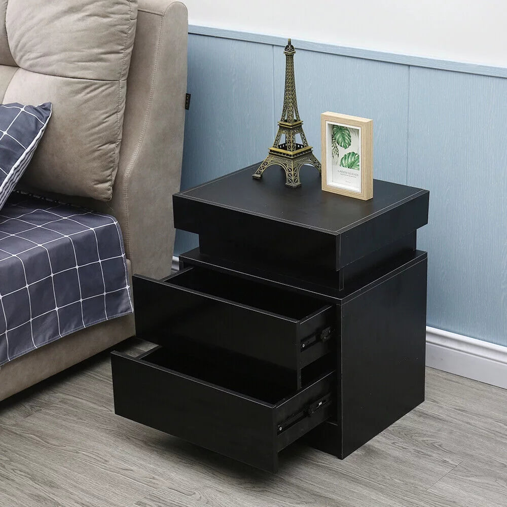 LED High Gloss 2 Drawer Nightstand Z729