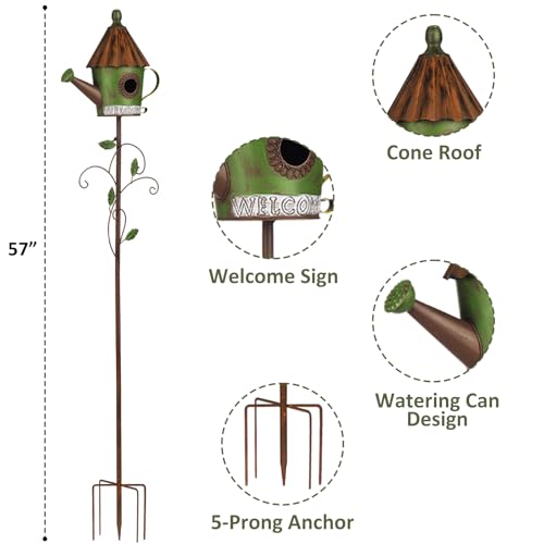 57” Metal Bird Feeder Stake with Cylinders Design F615