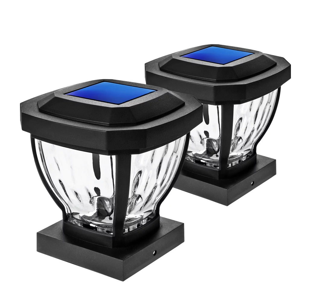 Black Solar LED Post Cap Lights, 2 Pack F44237