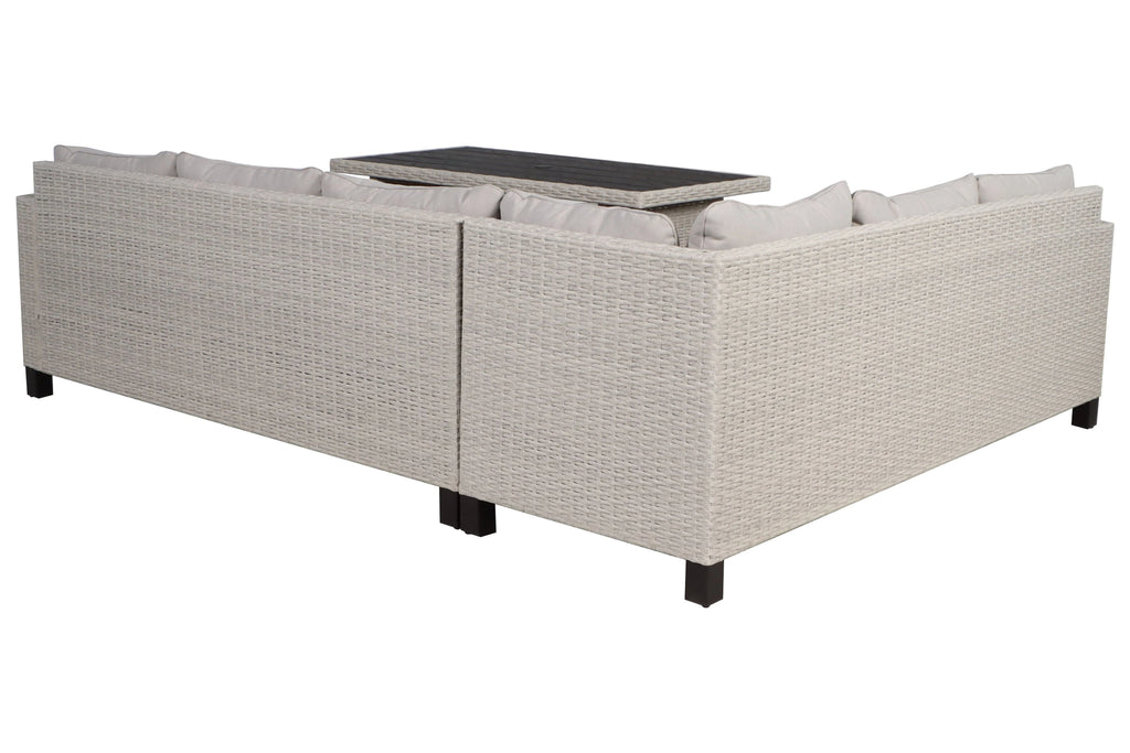 5-Piece Beige Wicker Sectional Dining Set U5673