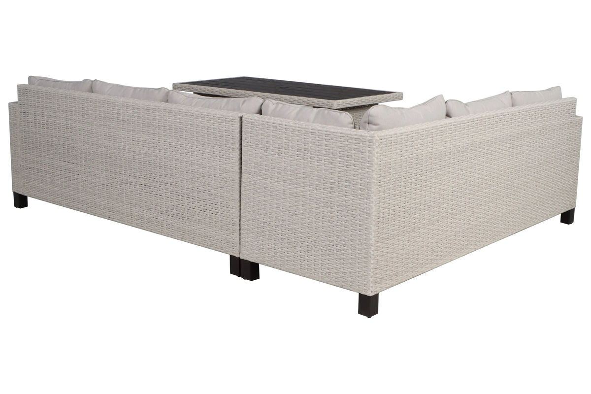 5-Piece Beige Wicker Sectional Dining Set U5673