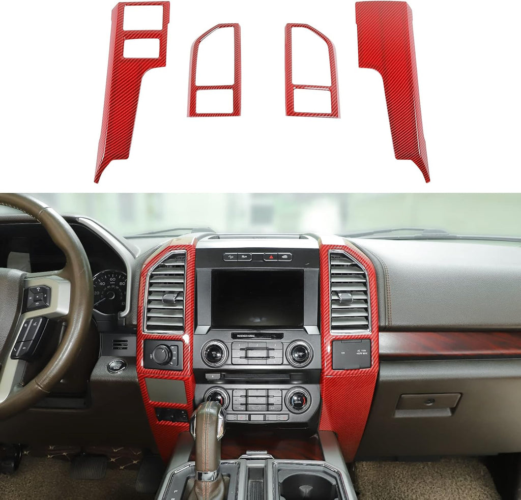 Red Carbon Fiber Console Panel Air Outlet Vent Trim T1889