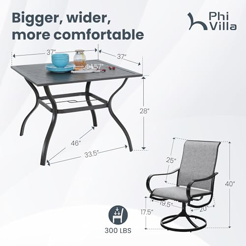 5 Pcs Outdoor Patio Dining Set with Swivel Chairs and Metal Dining Table X2263