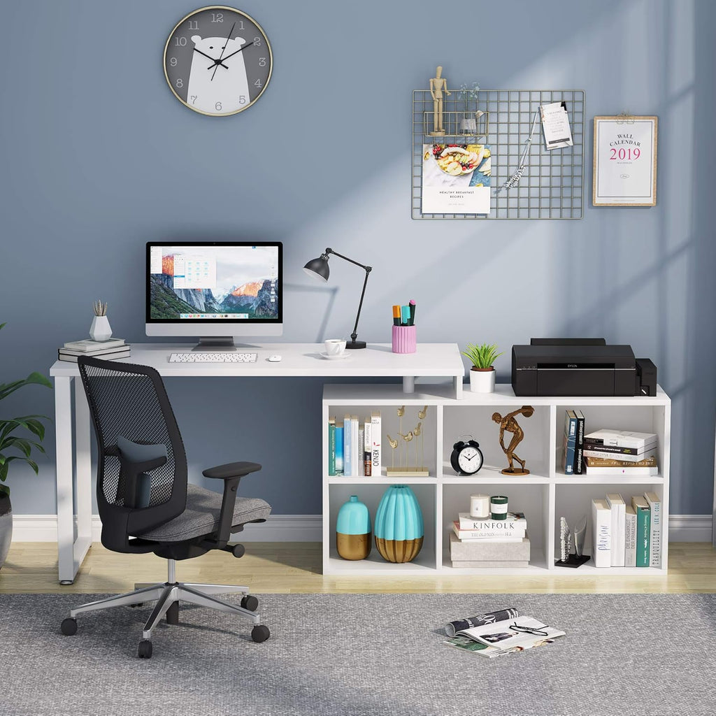 55 Inch L-Shaped Computer Desk with Storage G19497
