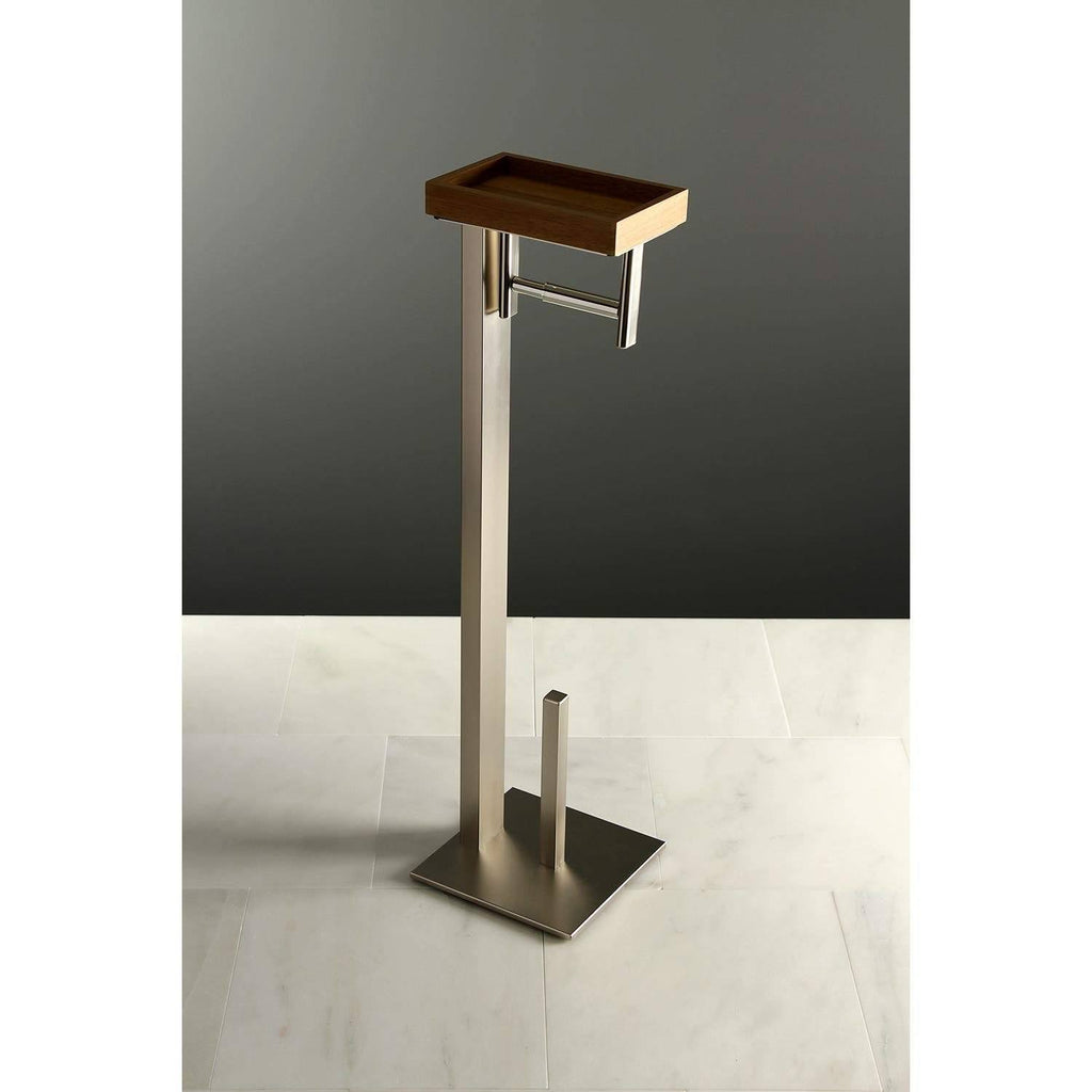 Freestanding Toilet Paper Holder with Storage Shelf Matte Black J937958
