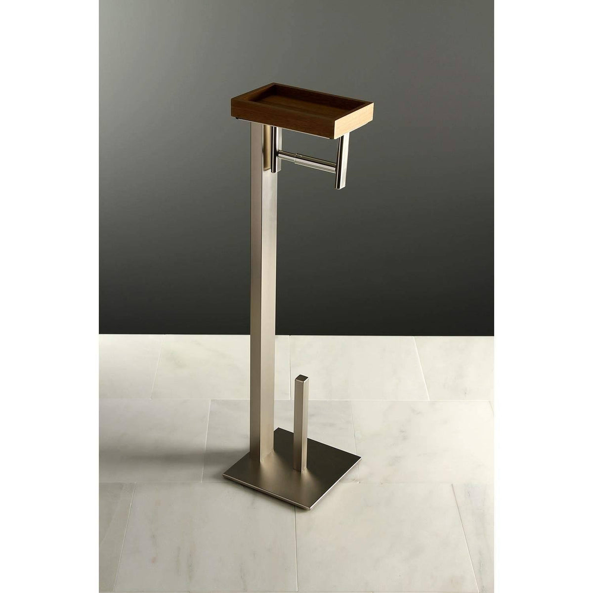 Freestanding Toilet Paper Holder with Storage Shelf Matte Black J937958