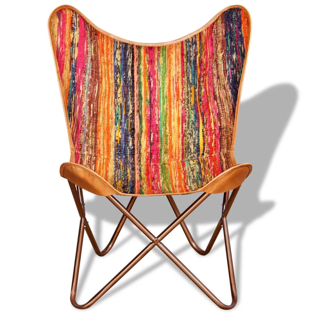 Multicolour Chindi Fabric Handmade Butterfly Chair J702187