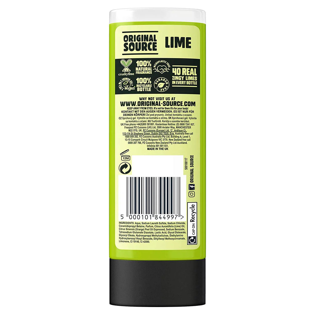 Lime Shower Gel with Natural Fragrance, Vegan, Paraben Free, 6 x 250 ml Z37205