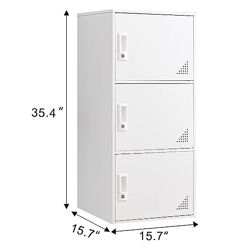 3 Door White Metal Storage Cabinet C671789