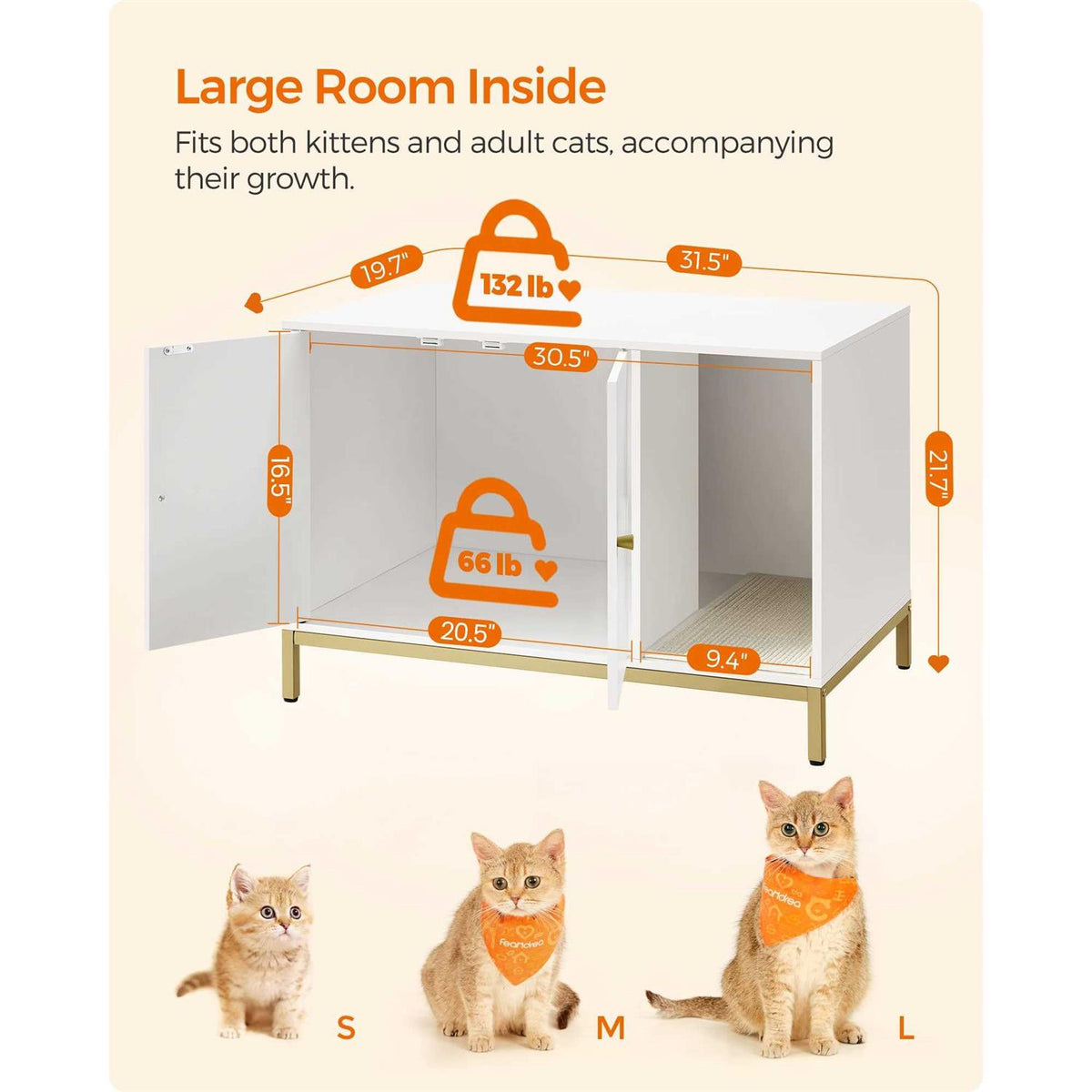 Modern Cat Litter Box Enclosure with Scratching Mat P561368