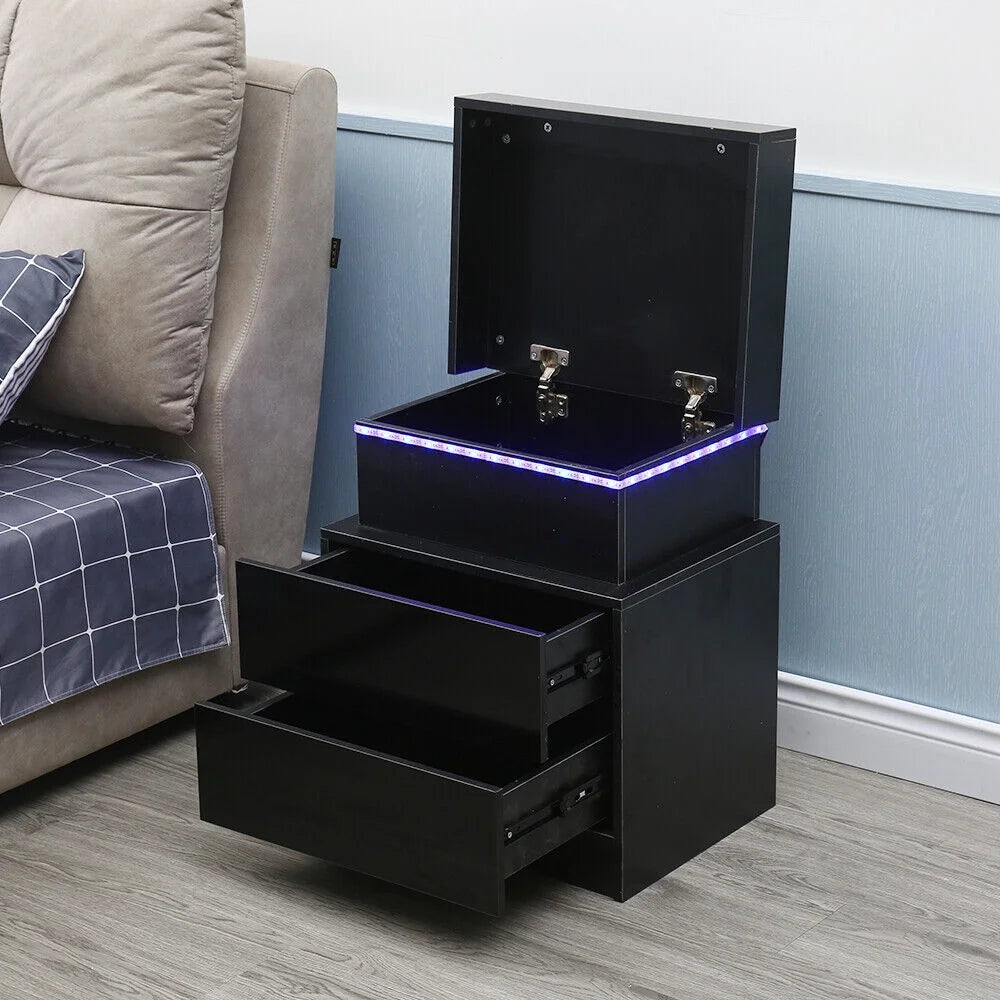 LED High Gloss 2 Drawer Nightstand Z729