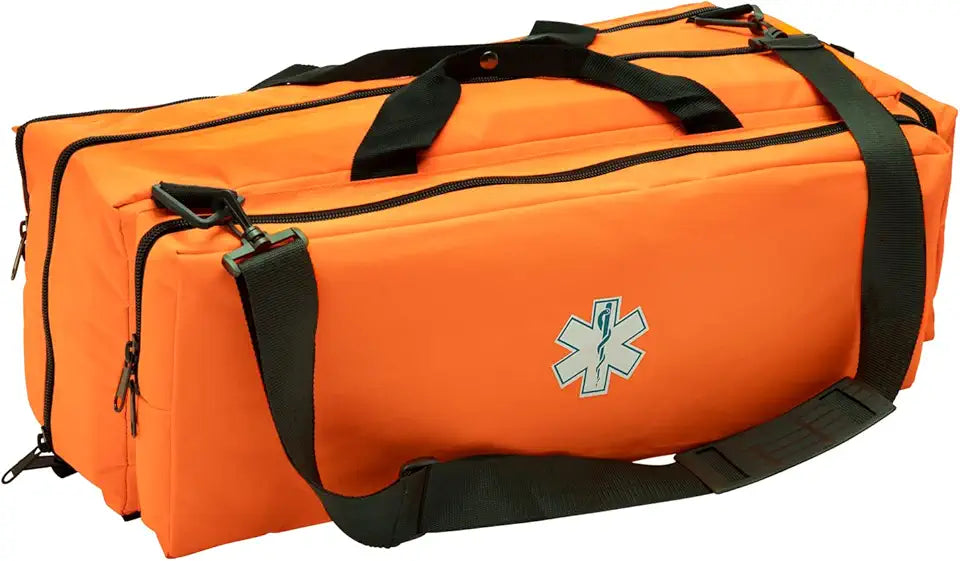 Empty Oxygen O2 Duffle Bag, 32”x12”x13”, Multiple Compartments, Orange X7285