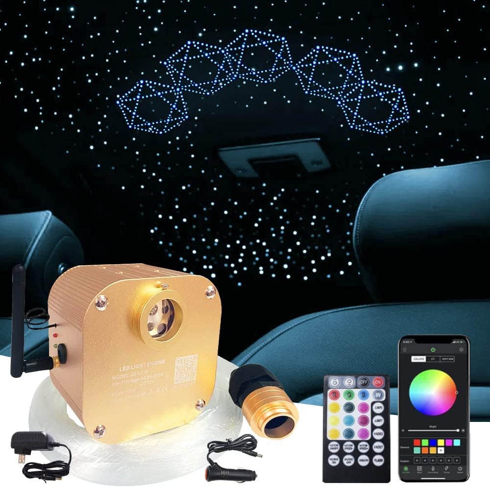 16W Twinkle Fiber Optic Star Ceiling Light Kit with APP Remote Music Mode RGBW LED 460pcs C6512