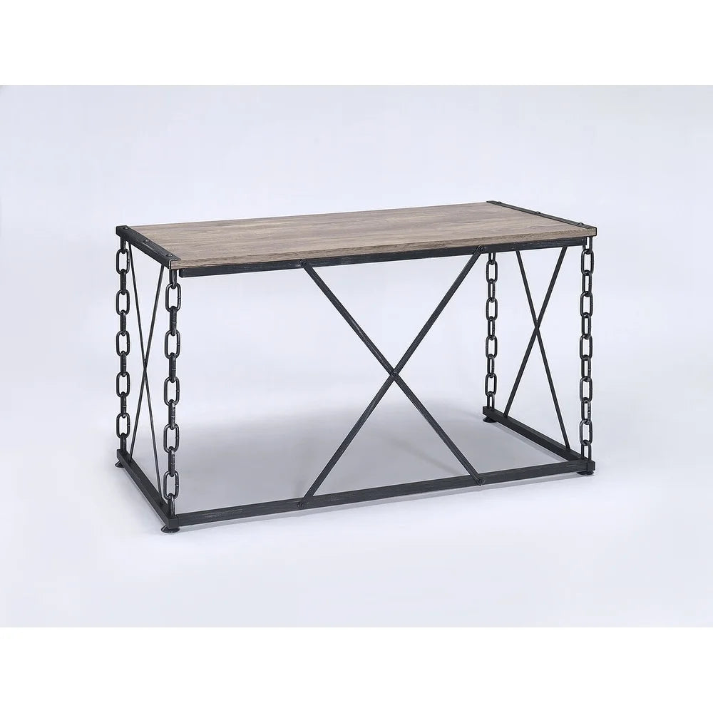 Rustic Oak and Antique Black Rectangular Desk P539033