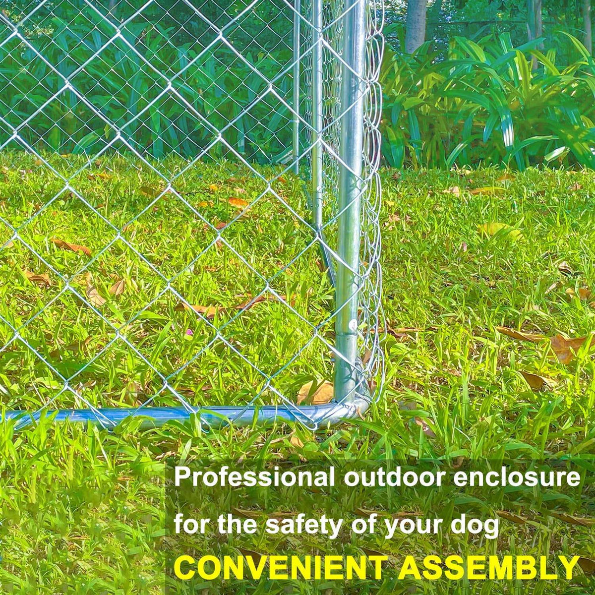 10ft x 10ft Metal Dog Kennel with Roof V6631