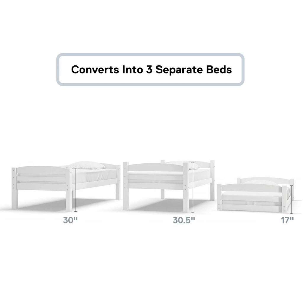 White Triple Twin Bunk Bed D149