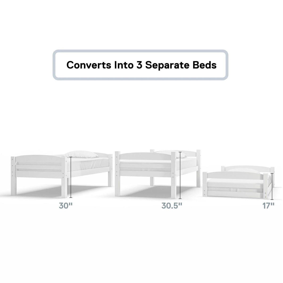 White Triple Twin Bunk Bed D149