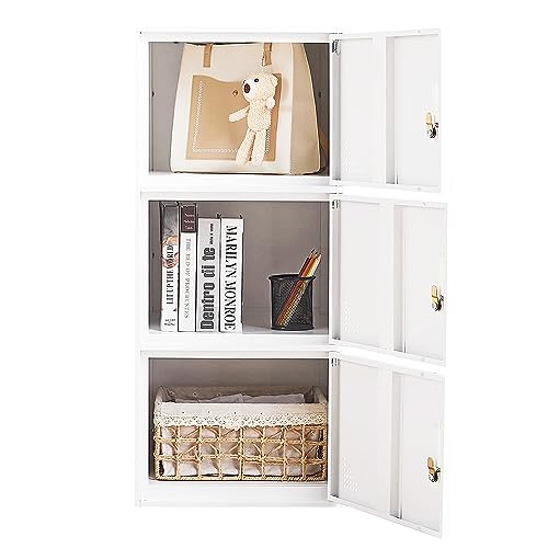 3 Door White Metal Storage Cabinet C671789