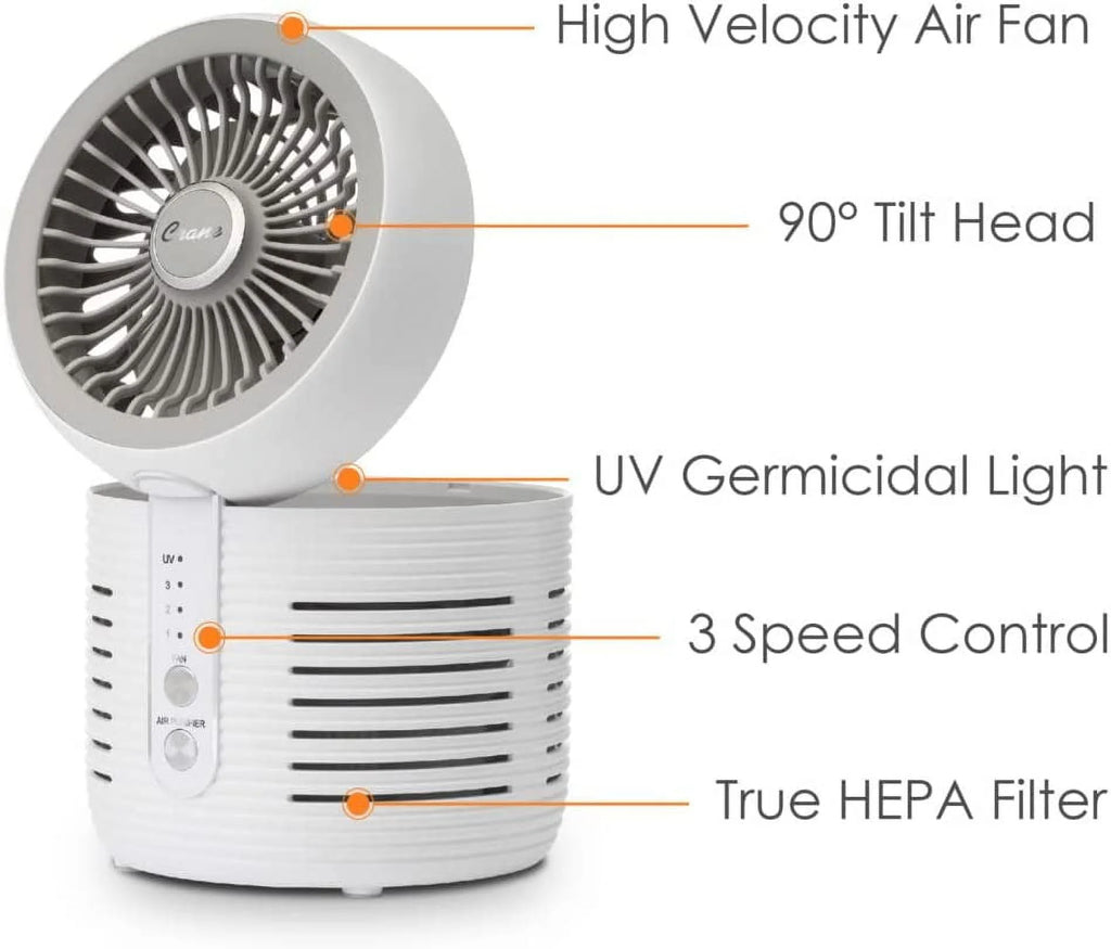 2-in-1 Air Purifier and Desk Top Fan HEPA White N1887