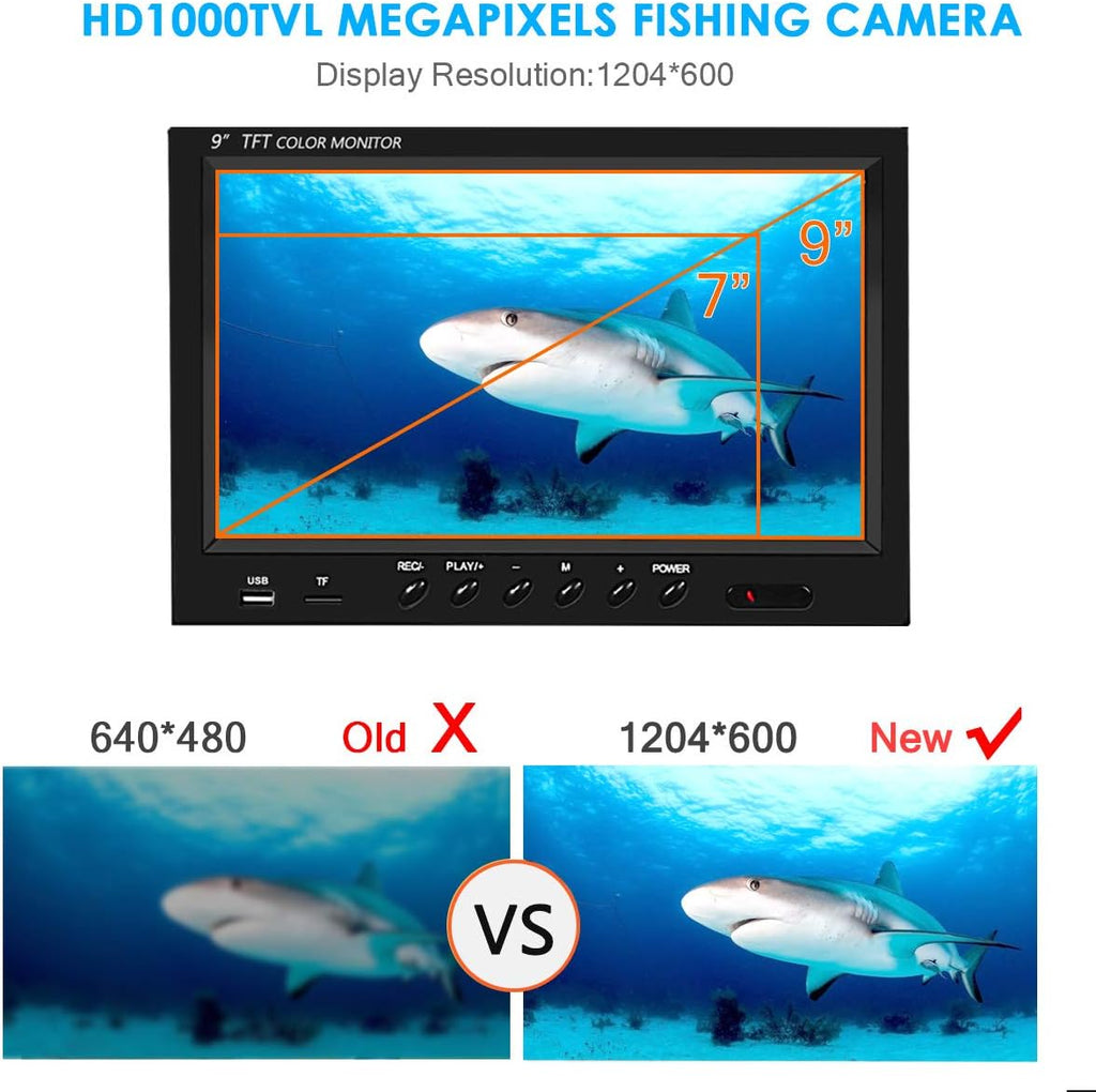Underwater Fishing Camera with DVR 9 inch Color Monitor 1000TVL 30m Cable E907