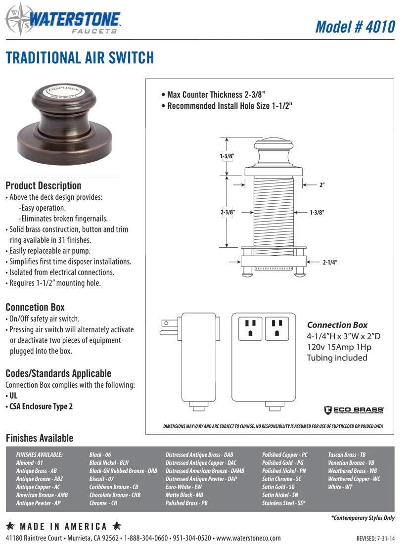 Traditional Air Switch D716724