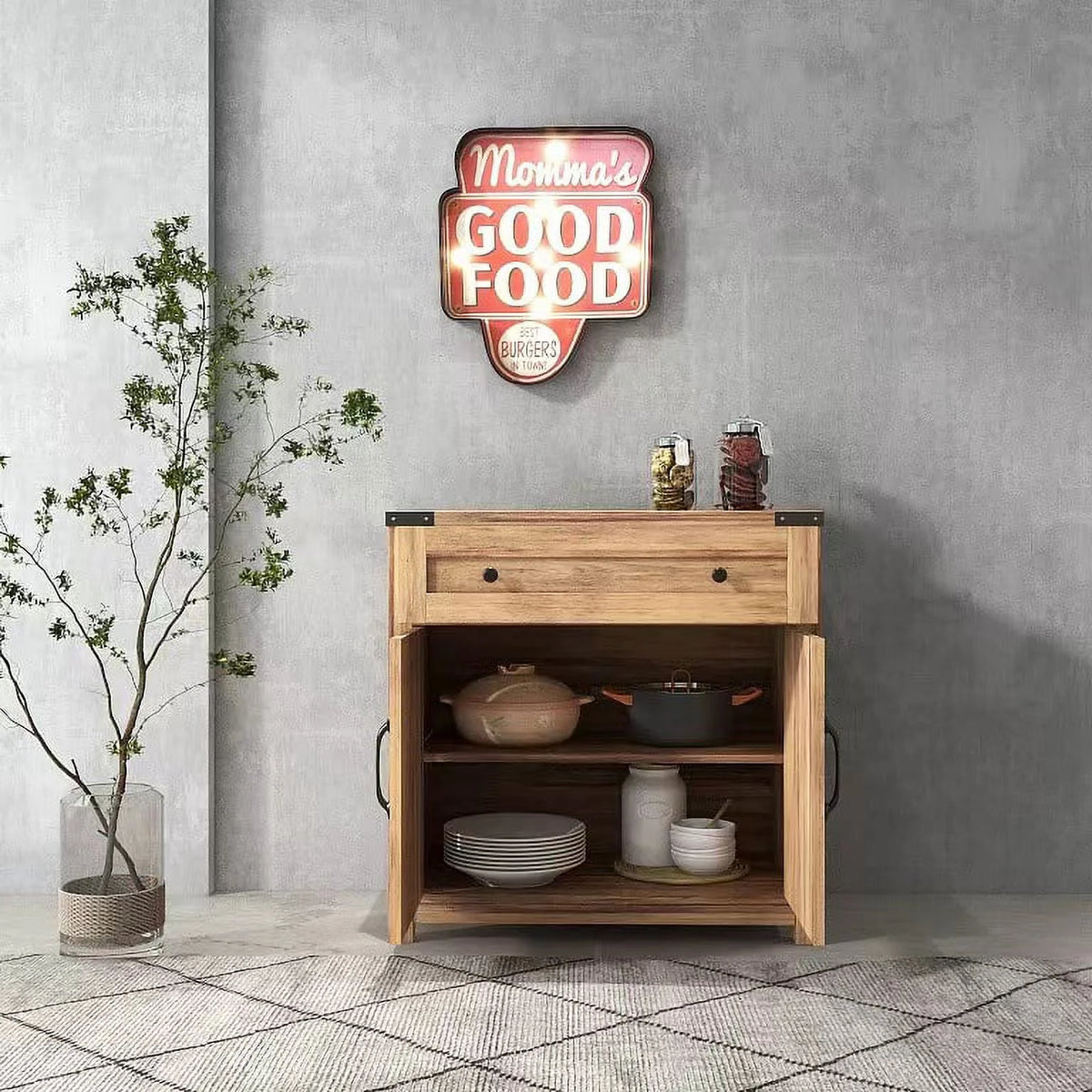 Rustic Accent Cabinet with Drawers and Doors 30 Inch A295891