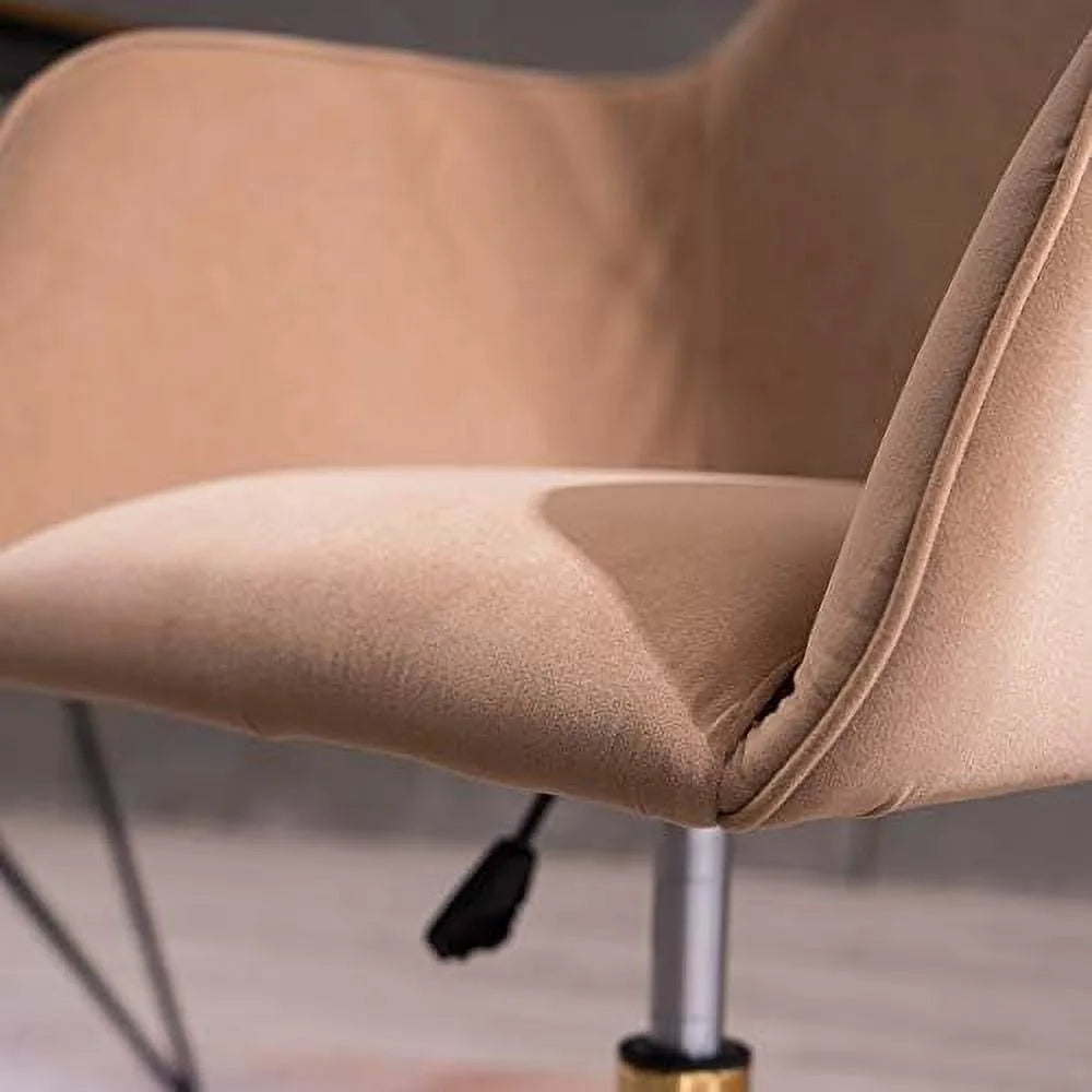 Yellow Velvet Fabric Office Chair with Gold Metal Legs P660941