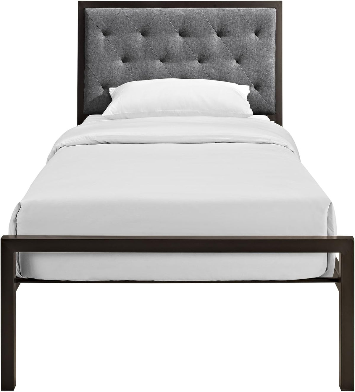 Twin Size Grey Fabric Bed Frame O42191