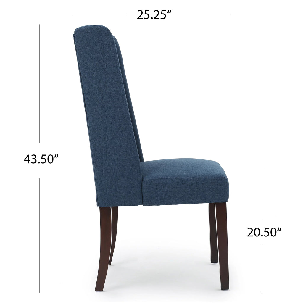Navy Blue Fabric Wingback Dining Chair Set of 2 D711063