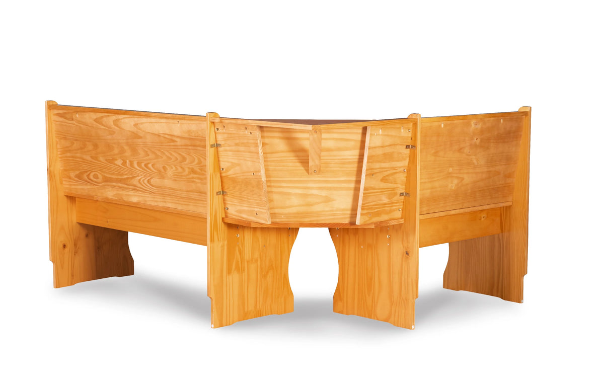 Corner Dining Breakfast Nook with Storage, Seats 4, Natural Honey Finish C1382