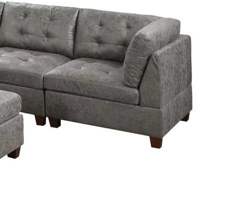 Antique Grey Leatherette 7pcs Sectional Sofa Set P143