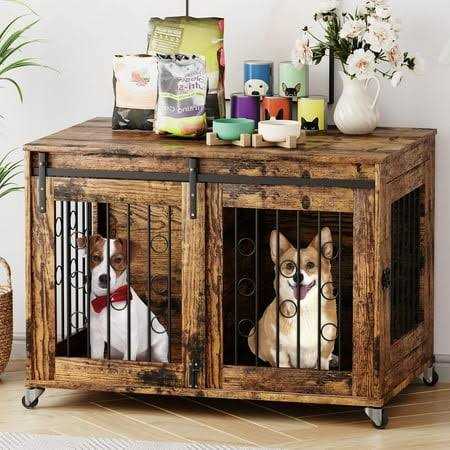 39” Movable Dog Crate with Wheels E863421
