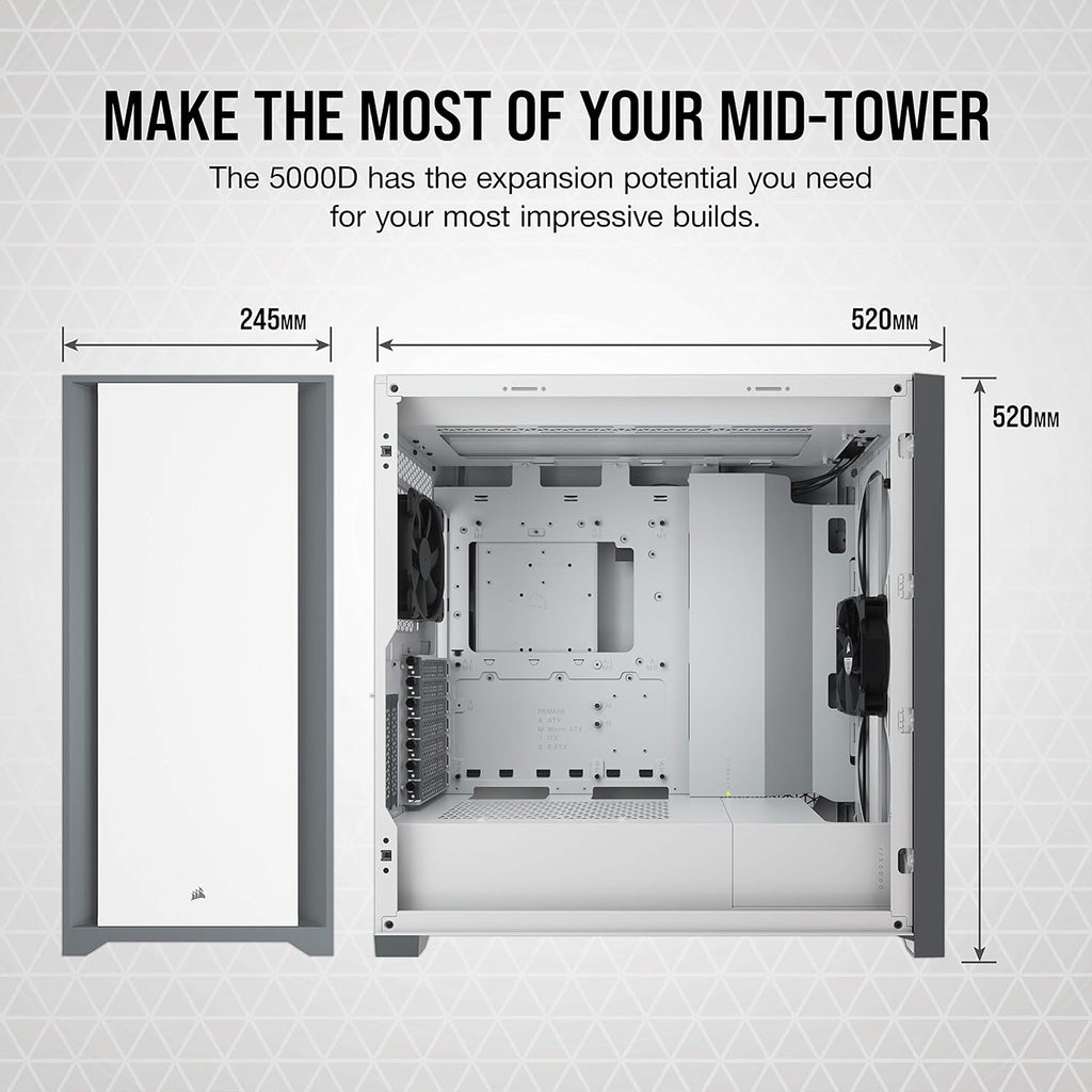 White Mid-Tower ATX PC Case Q8944