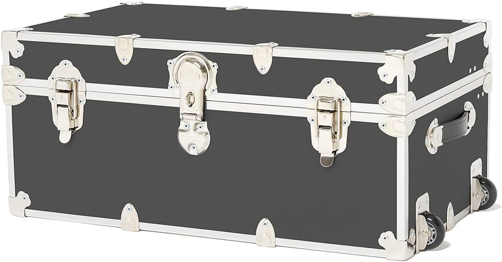 Large Black Storage Trunk with Wheels T3943