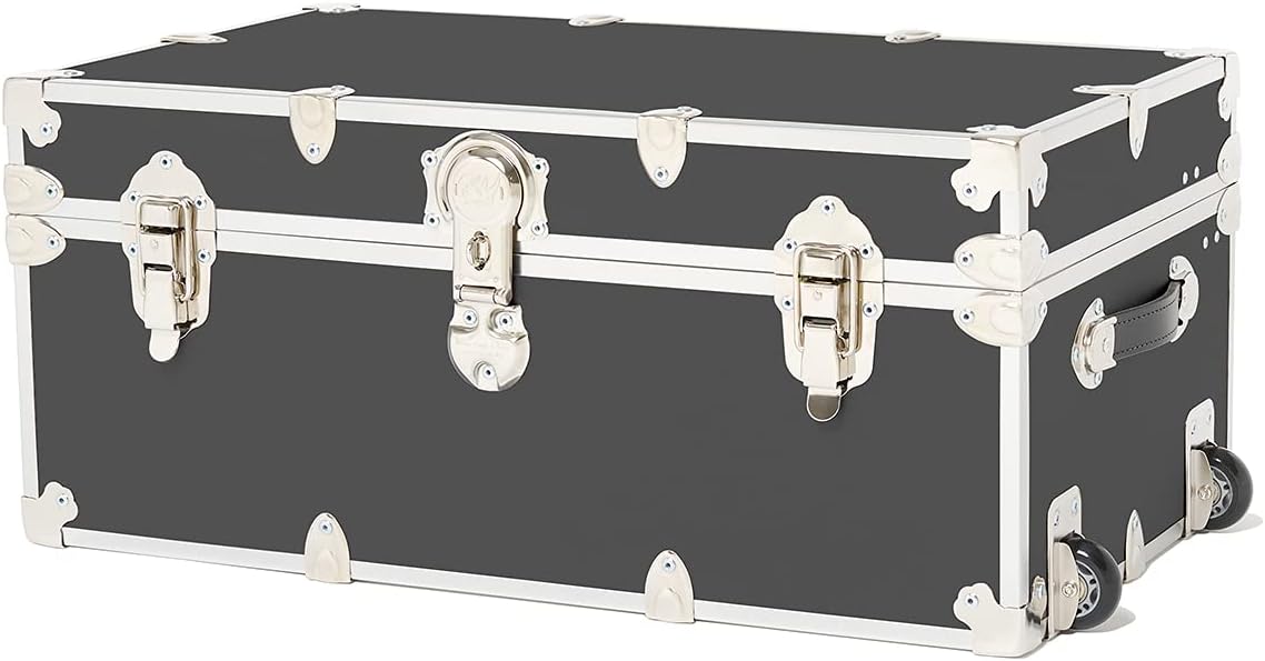 Large Black Storage Trunk with Wheels T3943