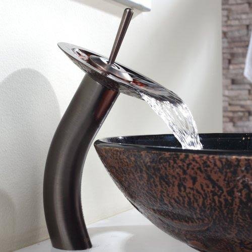 Lava Glass Vessel Sink and Waterfall Faucet Oil Rubbed Bronze M323