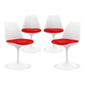 Red Plastic and Metal Dining Chairs Set of 4 C472