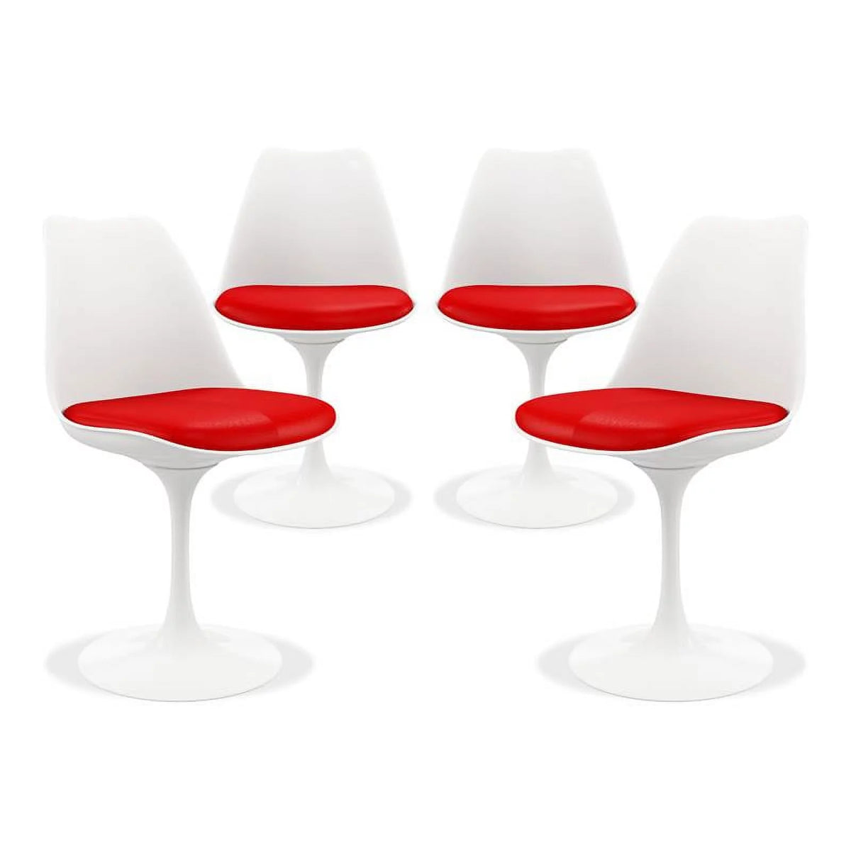 Red Plastic and Metal Dining Chairs Set of 4 C472