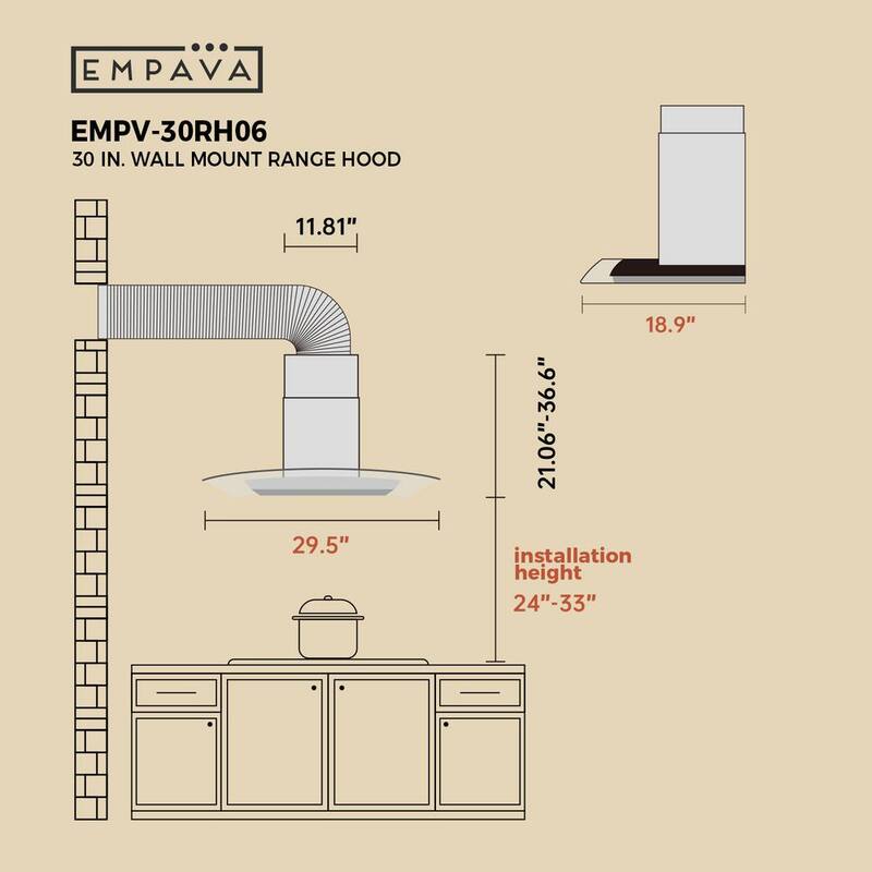 30 in. 400 CFM Stainless Steel Wall Mount Range Hood with Light Q1472