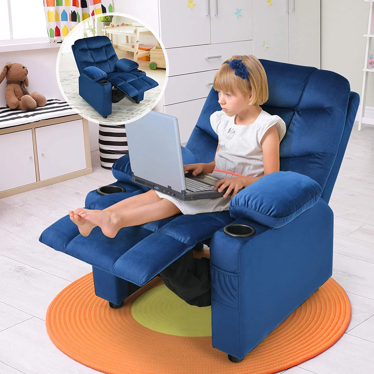 Kids Recliner Chair with Cup Holder U99284