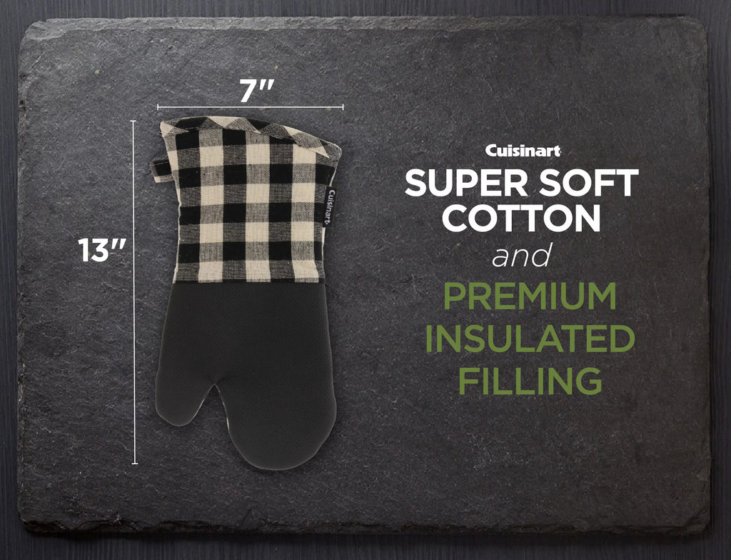 Black and Ivory Plaid Oven Mitts 2 Pack B584