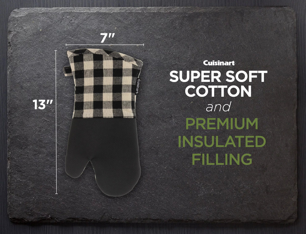 Black and Ivory Plaid Oven Mitts 2 Pack B584