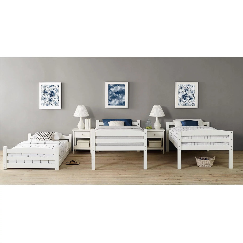 White Triple Twin Bunk Bed D149