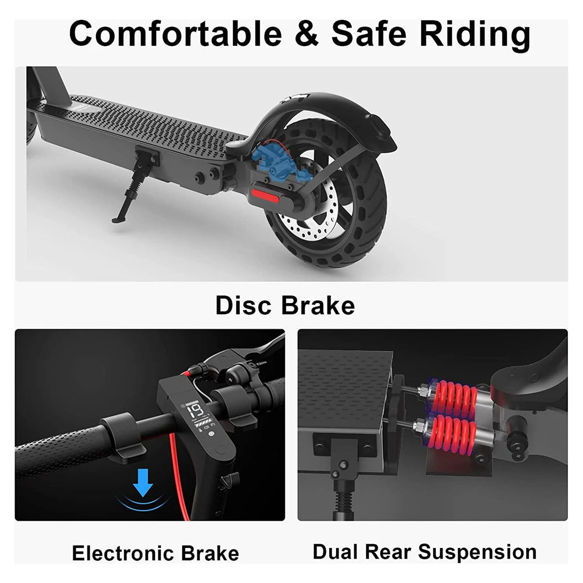 Electric Scooter 8.5 Solid Tires 17 Miles Range 19 MPH H10071