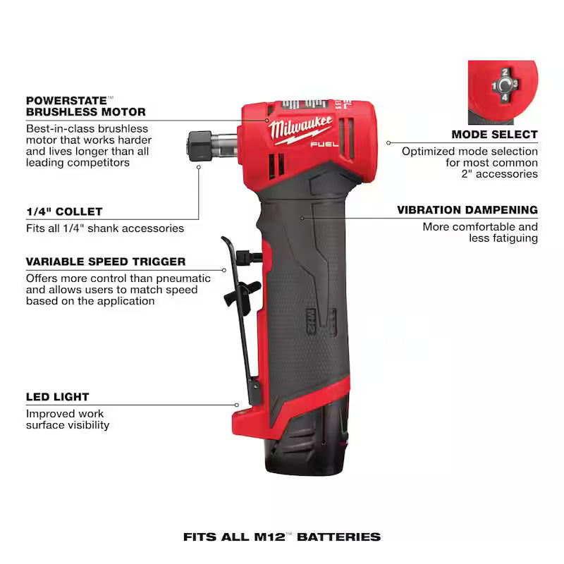 12V Brushless Cordless 1/4 in. Right Angle Die Grinder Kit with 3/8 in. Ratchet N57197