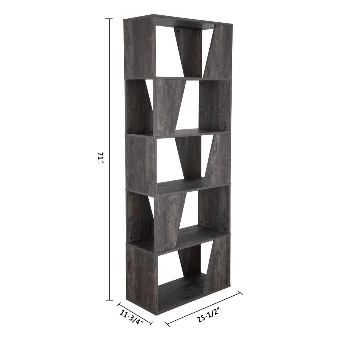 5-tier Wooden Bookcase in Washed Black Finish U97239