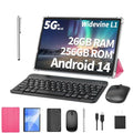 10.1 inch Android 14 Tablet with Keyboard, 26GB RAM, 256GB ROM, 8000mAh Battery, Black Z2089