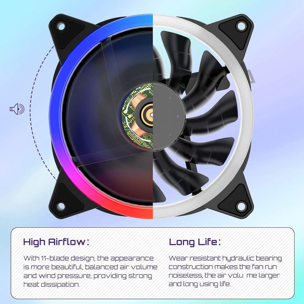 120mm LED Silent Computer Case Fan Triple Pack V487343