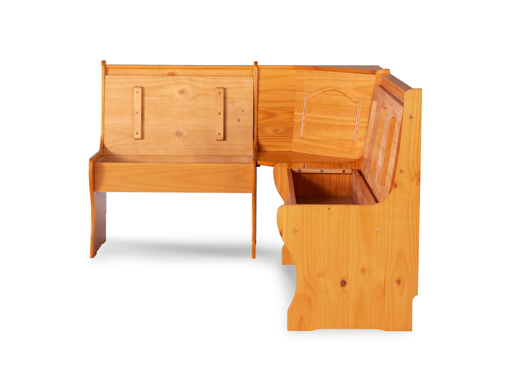 Corner Dining Breakfast Nook with Storage, Seats 4, Natural Honey Finish C1382